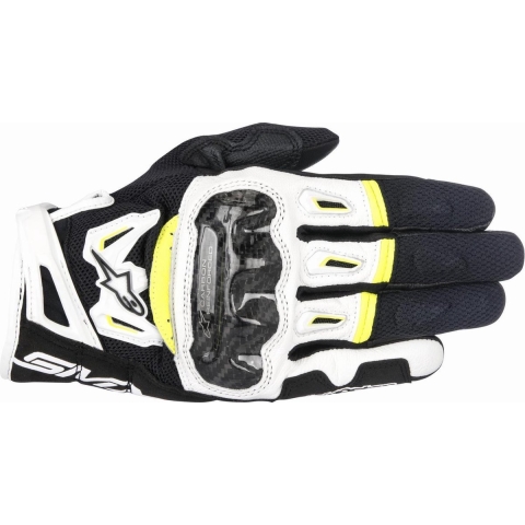 ALPINESTARS SMX-2 Air Carbon V2 Gloves, Motorcycle summer, Black-White-Yellow Fluo