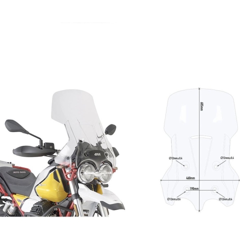 GIVI Windshield, for motorcycles and scooters, D8203ST Tall transparent
