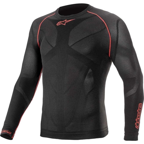 ALPINESTARS Ride Tech V2 Top Long Sleeve Summer, Thermal shirt for the bike, Black-Red
