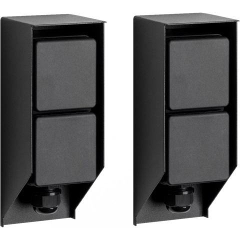 Set von 2 Gartensteckdosen Double Wall Außensteckdose Schwarz