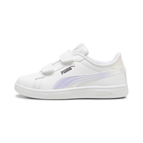 PUMA Smash 3.0 Holo 2.0 Sneakers Kinder, Schuhe, Weiß/Mauve Mist/Silver, 34.5