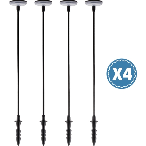 4x LED Sunflower Solar Gartenleuchte Schwarz