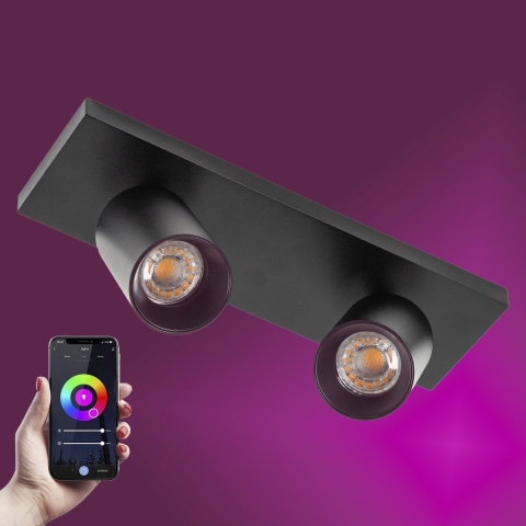 Mila 2 Deckenstrahler Schwarz mit Smart RGB LED