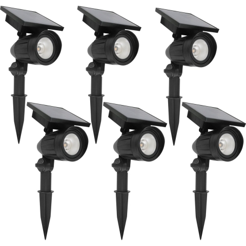 6x LED Solar Gartenspot Schwarz
