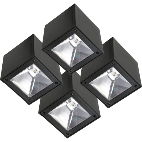 4er set LED Solar Cube Wandleuchte Schwarz