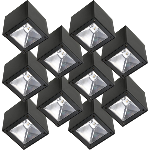 10er set LED Solar Cube Wandleuchte Schwarz