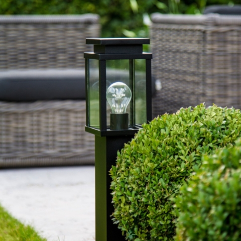 Jersey Gartenlampe Schwarz 60cm mit Lichtsensor LED