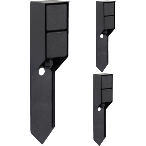 Set von 3 Außensteckdosen Double Spike Gartensteckdosen Schwarz