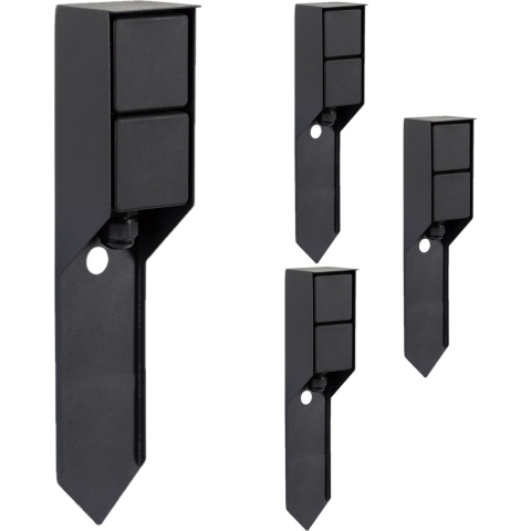 Set von 4 Außensteckdosen Double Spike Gartensteckdosen Schwarz