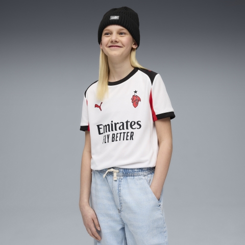 PUMA AC Milan 25/26 Auswärtstrikot Teenager, Kleidung, Weiß/Rot, 7-8Y