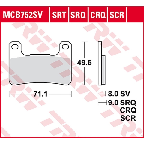 TRW Brake pads, and shoes for motorcycles, MCB752SV Sinter street