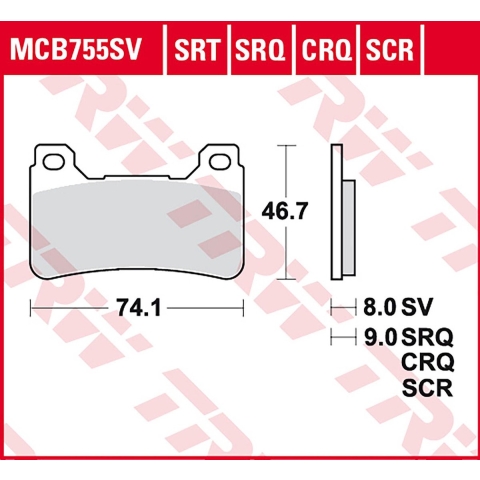 TRW Brake pads, and shoes for motorcycles, MCB755SV Sinter street