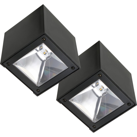 2er set LED Solar Cube Wandleuchte Schwarz