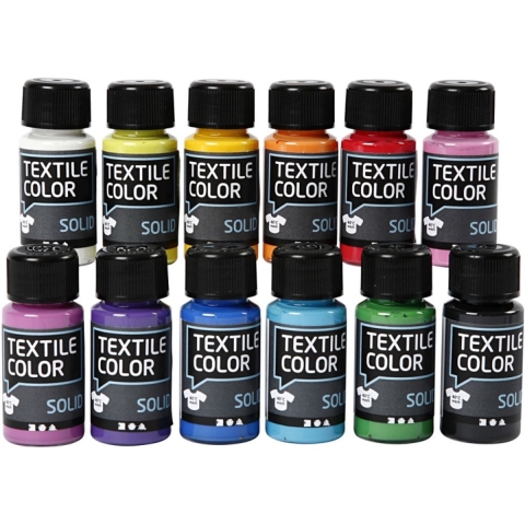 Textile Solid, Farbenmix, deckend, 12x50 ml