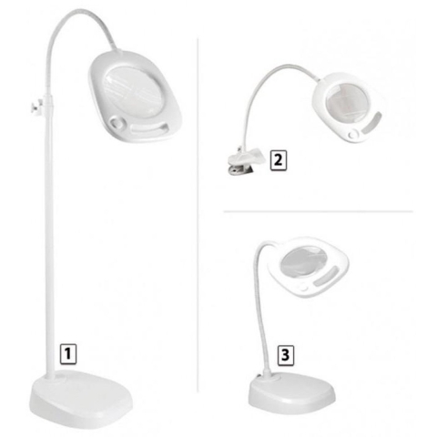 LED-Stehleuchte mit Lupe - 3 in 1 weiß