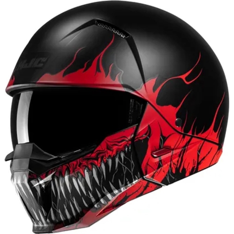 HJC I20 Scraw, Jet helmet, Matt Black Red