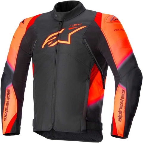 ALPINESTARS T-SP 1 V2 Waterproof Jacket, Men's textile motorcycle, Black-Red Fluo
