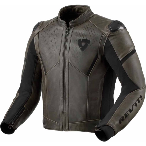 REV'IT! Parallax, Men's leather motorcycle jacket, Dark green