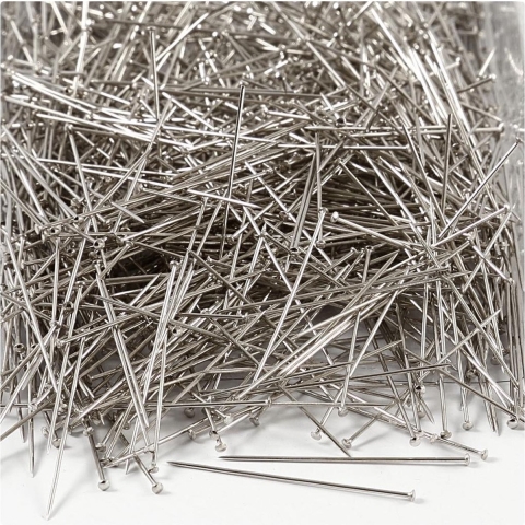 Stecknadeln, Silber, L 37 mm, Dicke 0,7 mm, 500 g/ 1 Pck