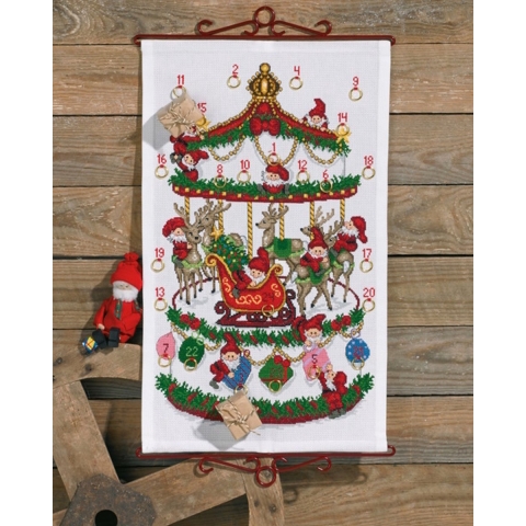 Permin Stickerei-Set Weihnachtskalender Karussell 35x58cm