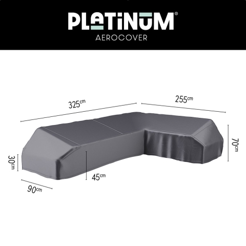 Loungeset Plattformbezug rechts 325x255x90xH30/45/70 cm AeroCover