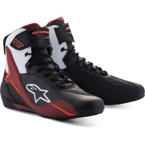 ALPINESTARS Faster-4, Motorcycle shoes, Black-White-Dark Red