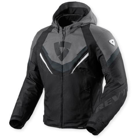 REV'IT! Quantum 3 H2O Jacket, Men's textile motorcycle, Black Grey