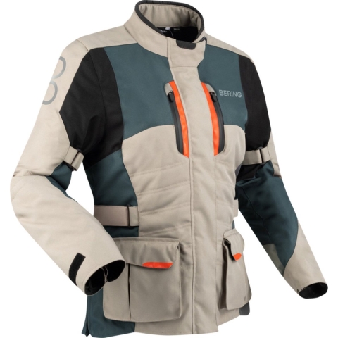 BERING Lady Siberia Jacket, Women's textile motorcycle, Beige-Grey-Orange