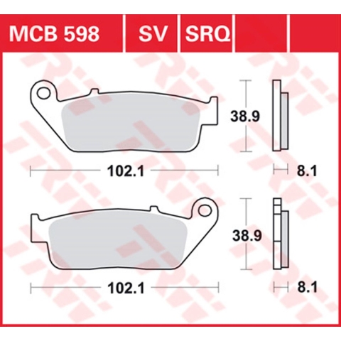 TRW Brake pads, and shoes for motorcycles, MCB598SV Sinter street