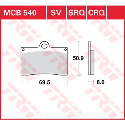 TRW Brake pads, and shoes for motorcycles, MCB540SV Sinter street