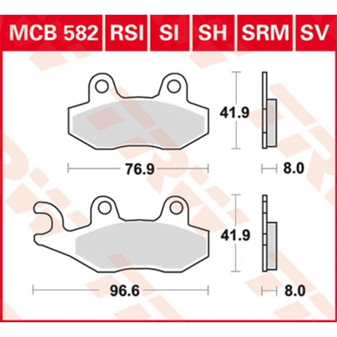 TRW Brake pads, and shoes for motorcycles, MCB582 Allround organic