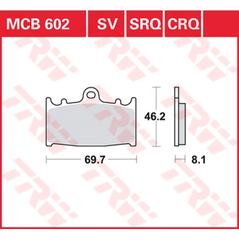 TRW Brake pads, and shoes for motorcycles, MCB602 Allround organic