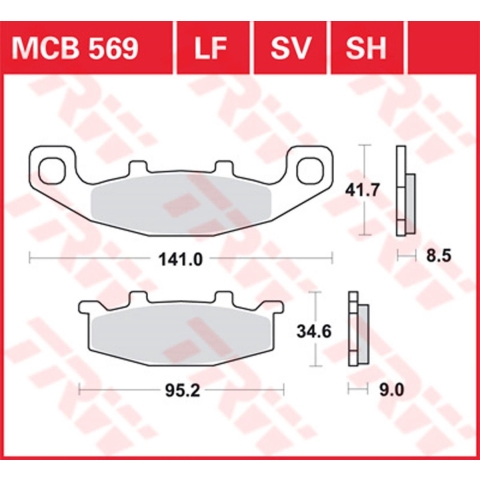 TRW Brake pads, and shoes for motorcycles, MCB569SV Sinter street
