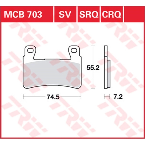 TRW Brake pads, and shoes for motorcycles, MCB703SV Sinter street