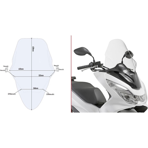 GIVI Windshield, for motorcycles and scooters, D1136ST Tall transparent