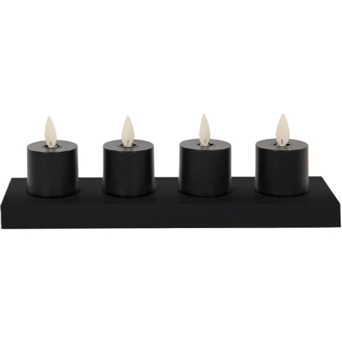 Set 4 St Induktive Wiederaufladbare Schwarz Teelicht Moving Flame