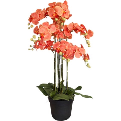Orchidee Kunstpflanze 9-ästig 110 cm, orange