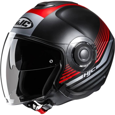 HJC i40N Dova, Jet helmet, Matt black Red
