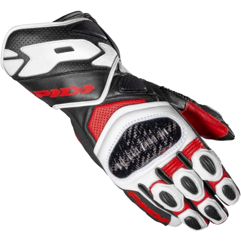 SPIDI Carbo 7, Motorcycle racing gloves, White-Red-Black