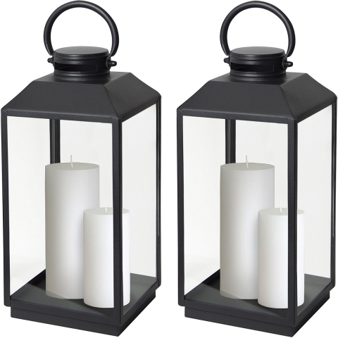 Set aus 2 Newport Windlicht Schwarz Medium