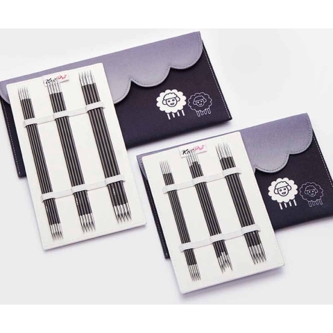 KnitPro Karbonz Strumpfstricknadeln Set Kohlefaser 15 cm 2-4 mm 5 Größen