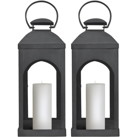 Set aus 2 Capri Windlichtern Anthrazit Small