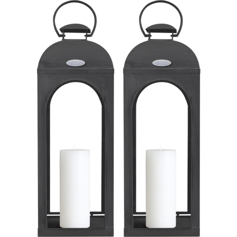 Set aus 2 Capri Windlicht Anthrazit Medium