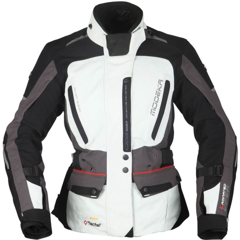 MODEKA Viper LT Lady Jacket, Women's textile motorcycle, Light grey-Anthracite-Black