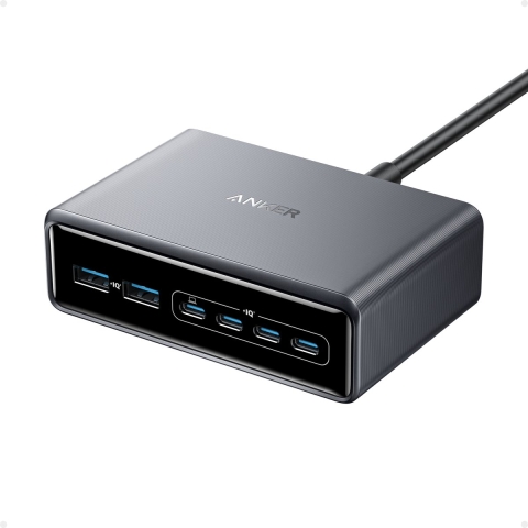 Anker Prime Charger silber | Ladestation | 200 W | 6 Anschlüsse (4x USB-C, 2x USB-A) | MultiProtect-System | ActiveShield 3.0-System
