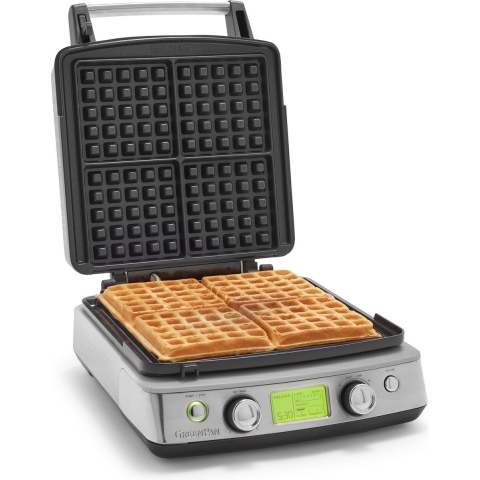 GreenPan Elite stainless steel | Waffeleisen | keramische Antihaftbeschichtung | vollständig PFAS-frei | spülmaschinenfeste Waffelplatten | 3 Programme