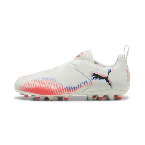 PUMA FUTURE 8 MATCH MG Fußballschuhe ohne Schnürung Teenager, Schuhe, Weiß/Schwarz/Glowing Rot, 34.5
