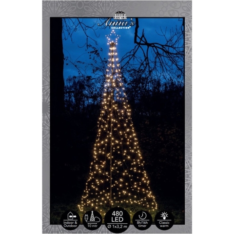 Baum mit Stern auf Stange Durchmesser100X320 cm480 Led Classic Warm Weihnachtsbeleuchtung