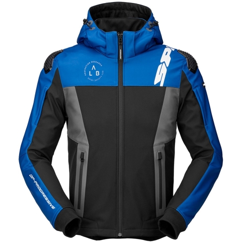 SPIDI Hoodie Warrior, Men's motorcycle, Black-Blue-Grey