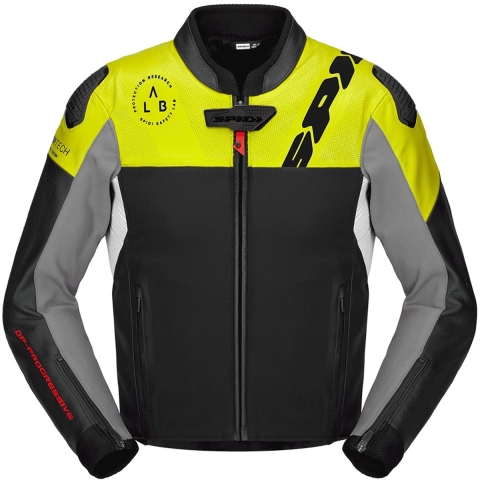 SPIDI DP Progressive Hybr, Men's leather motorcycle jacket, Black-Fluo yellow